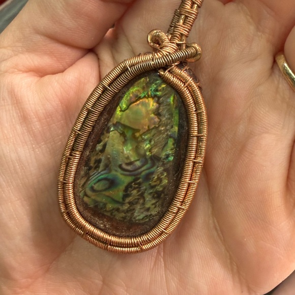 Handcrafted Amorite Dragons Blood Wire Wrapped Pendant Boho Hippie Jewelry - Picture 7 of 11